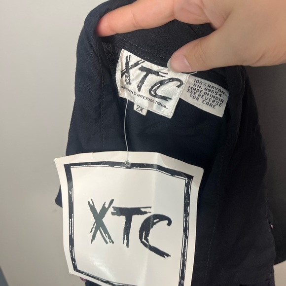 Vintage 90s XTC beaded net black long sleeve button down top size 2x - Picture 3 of 4